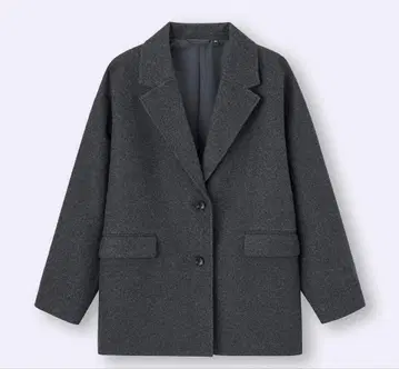 이번 시즌 지유 코지 멜톤 오버사이즈 하프 코트 다크 그레이 S