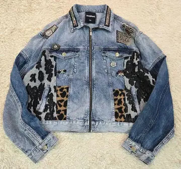 새상품급 Desigual (데시구알) 패치 데님 트래커 자켓 XXL