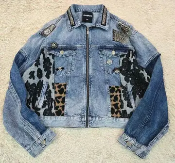 새상품급 Desigual (데시구알) 패치 데님 트래커 자켓 XXL