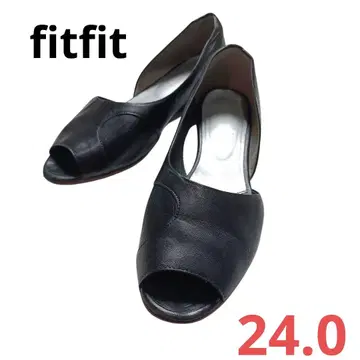 핏핏 오픈토 펌프스 블랙 외반모지 대책 가죽 심플