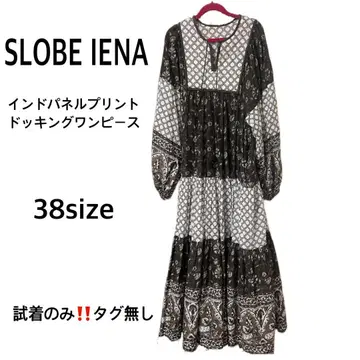 [새상품급] SLOBE IENA 인도 패널 프린트 도킹 원피스 38
