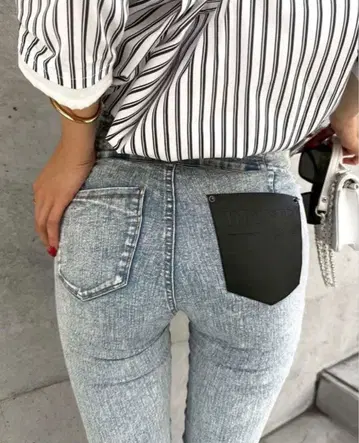 DIANTE 하이웨스트 스키니 데님 라이트 블루