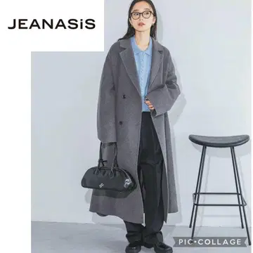 JEANASIS 더블 브레스트 롱 체스터 코트 그레이