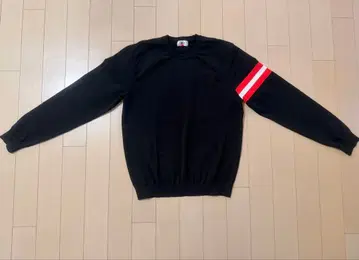 WAAC 남성용 블랙 긴팔 스웨터 빨간색과 화이트 스트라이프 포함