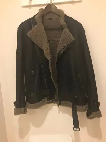 CINQUANTA 무스탕 라이더 자켓 블랙 48