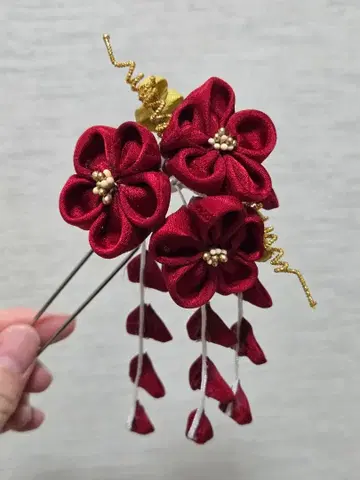 [새상품급] 순수 실크 츠마미 꽃 머리 장식 성인식 브라이덜