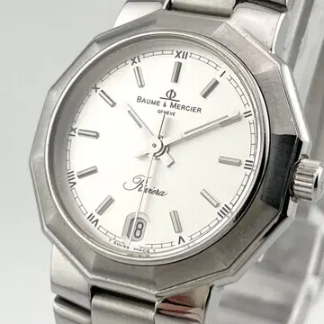 보메 메르시에 리비에라 데이트 손목시계 실버 십이각형 여성용