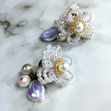 고급 체코 비즈 플라워 귀걸이