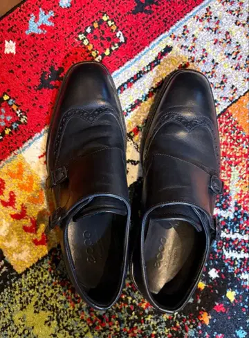 ECCO 블랙 더블 몽크 스트랩 신발