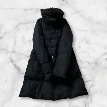 센소유니코 2way 하이넥 오픈 카라 다운 코트 A라인 블랙