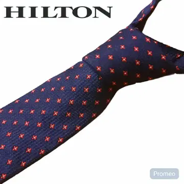 새상품급 HILTON 힐튼 네이비 실크 넥타이 일본제 두께감 있음