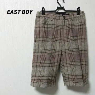 이스트 보이 체크 무늬 숏 팬츠 베이지 계열 안감 있음 M