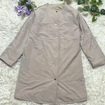 새상품급 GEORGES RECH 충전솜 노카라 코트 베이지 40