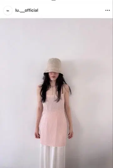 lu. 리브 니트 드레스 / 핑크