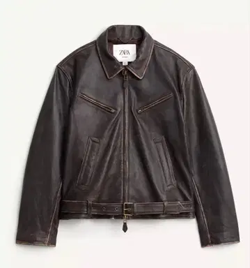 [새상품] 정가 57,990엔 ZARA 다크 브라운 가죽 자켓 M