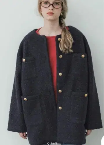 미사용 새상품 coca 푸들 보아 노카라 코트 네이비 M