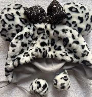 디즈니 레오파드 무늬 팬캡 화이트