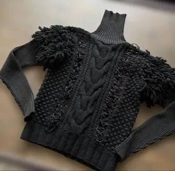 LEINWANDE 라인밴드 프린지 하이넥 니트 F