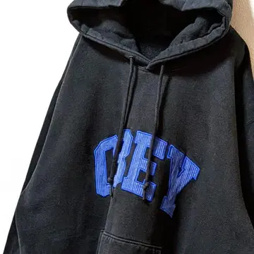 오베이 OBEY 로고 자수 후드 맨투맨 블랙 L 구제 의류