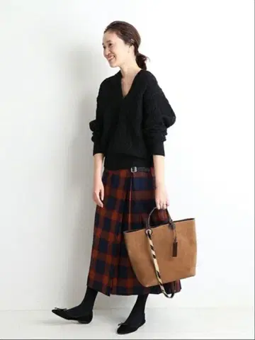 슬로브 이에나 체크 퀼트 스커트 랩스커트 36