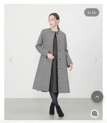 AMACA 여배우 코트 하운드투스 패턴 A라인 38