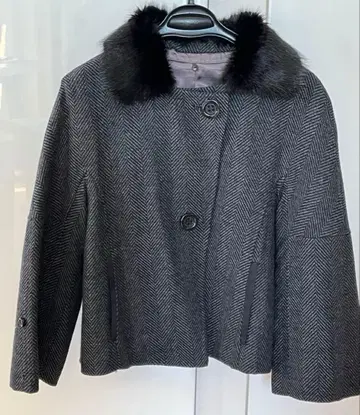 보르지 퍼 카라 부착 울 캐시미어 숏코트