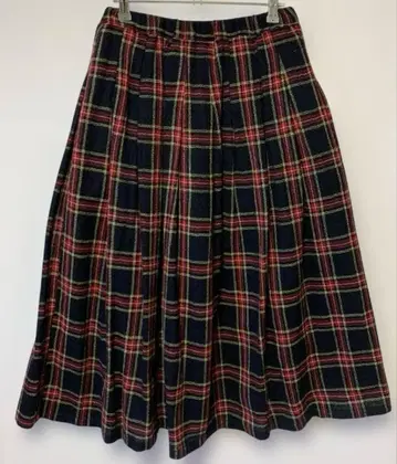 ubasku 울 타탄 체크 스커트 롱 턱