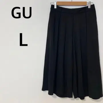 지유 GU 가우초 팬츠 [ L ] 뒷부분 밴딩 기장 짧음 캐주얼 블랙