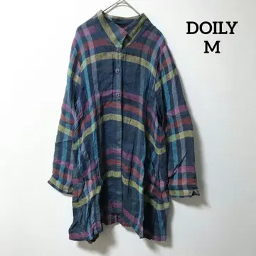 DOILY 린넨 100% 체크 튜닉 M