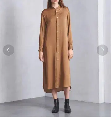 [ 새상품 ] AURALEE 실크 100% 롱 셔츠 원피스 브라운 S