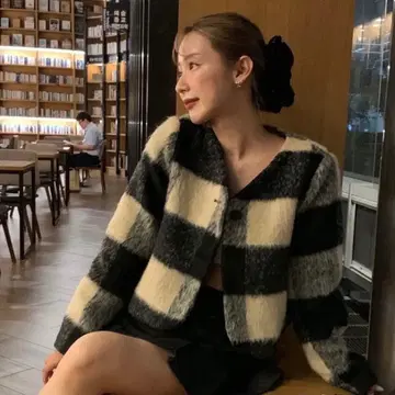 NUGU CANIE 체크 크롭 자켓