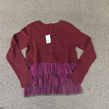 택 포함 새상품 아즈노우아즈a.no.ne.ne 와인 레드 프릴 긴팔 상의