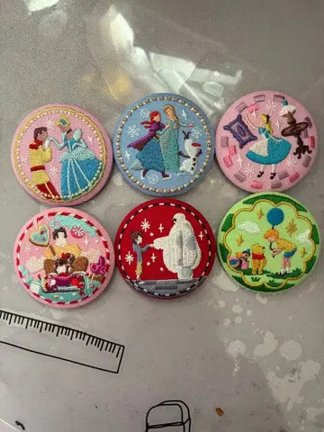 디즈니 프린세스 자수 배지 6개 세트