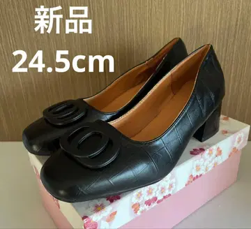 [새상품] 블랙 로고 펌프스 힐 높이 약 5cm 사이즈 24.5cm