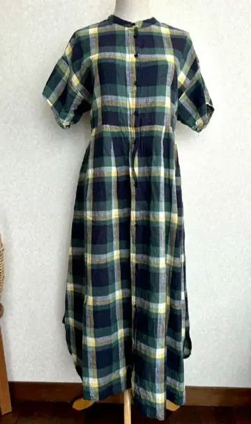 새상품급 chambre de chame 체크 린넨 원피스 F