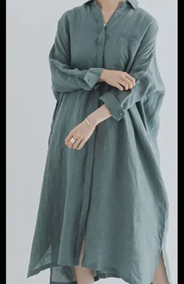 카구레 린넨 셔츠 원피스