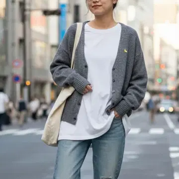 코몬가루 프로덕츠 니트 가디건 원포인트 자수 M 사이즈