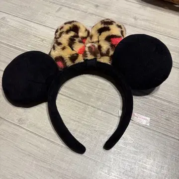 디즈니 미니 머리띠 리본 레오파드 무늬