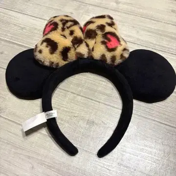 디즈니 미니 머리띠 리본 레오파드 무늬