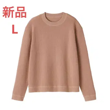 MUJI 세탁 가능한 와플 편직 크루넥 스웨터 여성 L 핑크