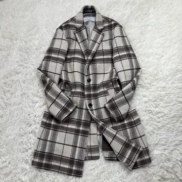 EDIFICE 에디피스 체스터 코트 체크 무늬 캐시미어 혼방 울