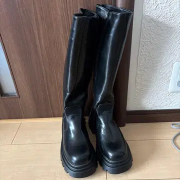 블랙 롱 부츠 지퍼 포함 25cm