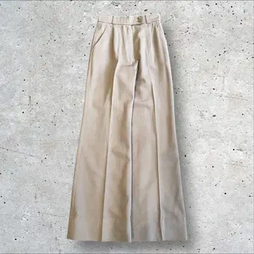 턱 센터 프레스 와이드 팬츠 베이지 S 슬림 체형
