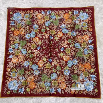 [새상품] 에마뉘엘 웅가로 손수건 꽃무늬 보타니컬 와인 레드 44cm