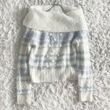 LIZ LISA 리즈리사 오프숄더 샤기 니트 보더 무늬 y2k