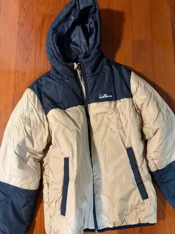 후드 부착 다운 자켓 베이지/블랙