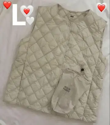 유니클로 퍼프테크 퀼팅 베스트 웜 패디드 L 아이보리