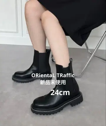 ORientaL TRaffic 사이드 고어 부츠 블랙 통굽 가죽