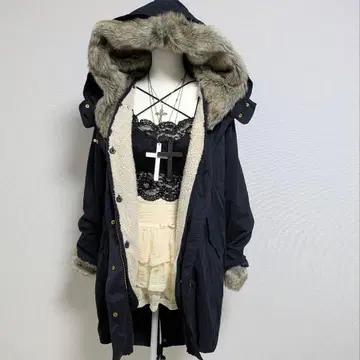 헤이세이 갸루 y2k 퍼 자켓 밀리터리 모리걸 그런지 오니퍼