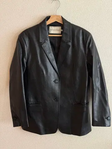 Random Piece 블랙 레더 블레이저 S